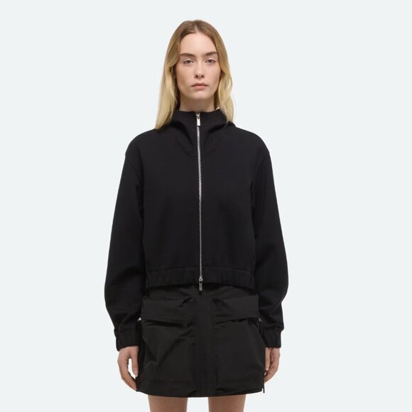 Helmut Lang Women's Hooded Shell Jacket - L Black Moto / Bomber, wool leather - Picture 2 of 13